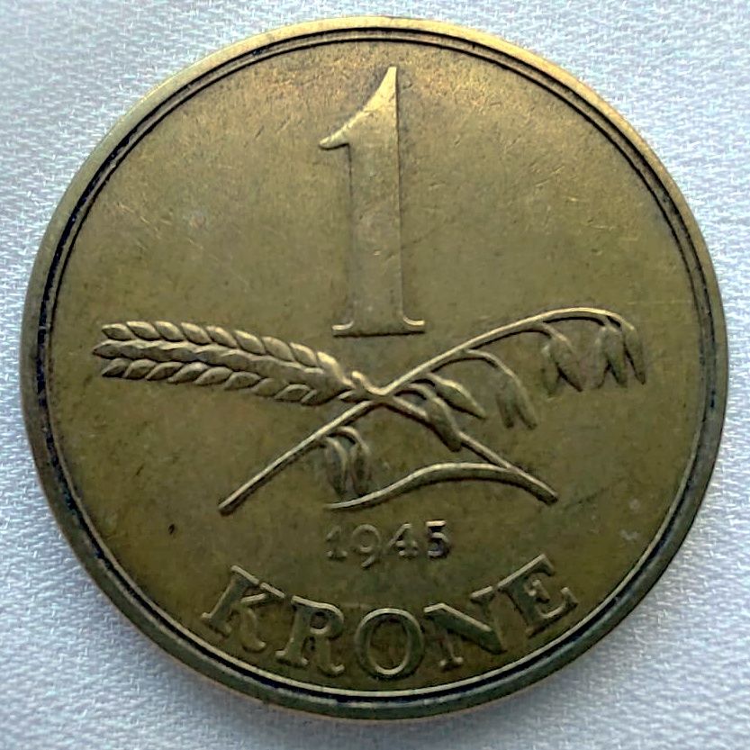 1 Крона 1945 год Дания Монета 1 крона Дания